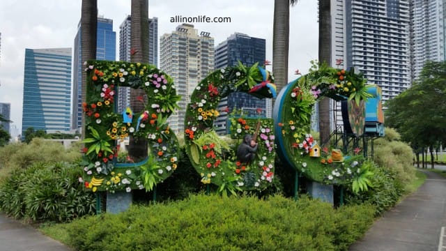 A cute sign of Bonifacio Global City with animals on it.